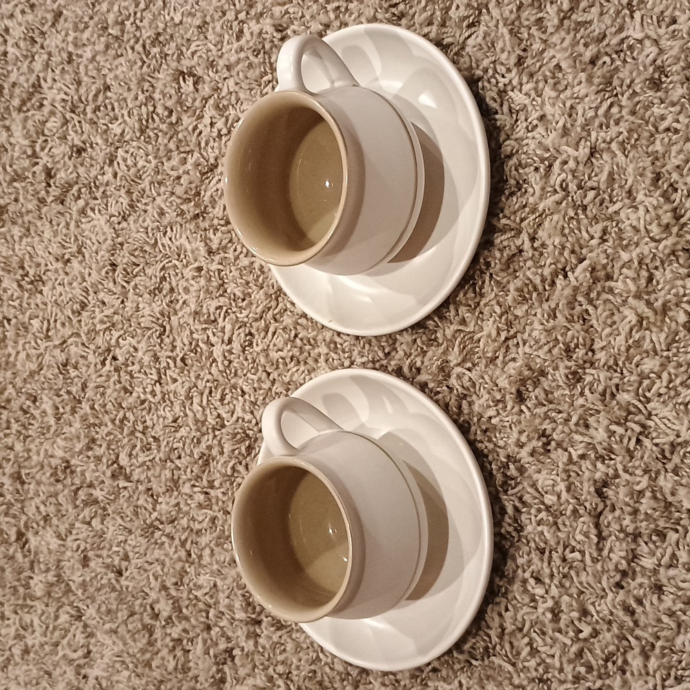 Vintage Denby Stoneware 2 cups and 2 saucers